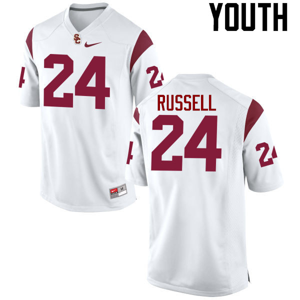 Youth #24 Jake Russell USC Trojans College Football Jerseys-White
